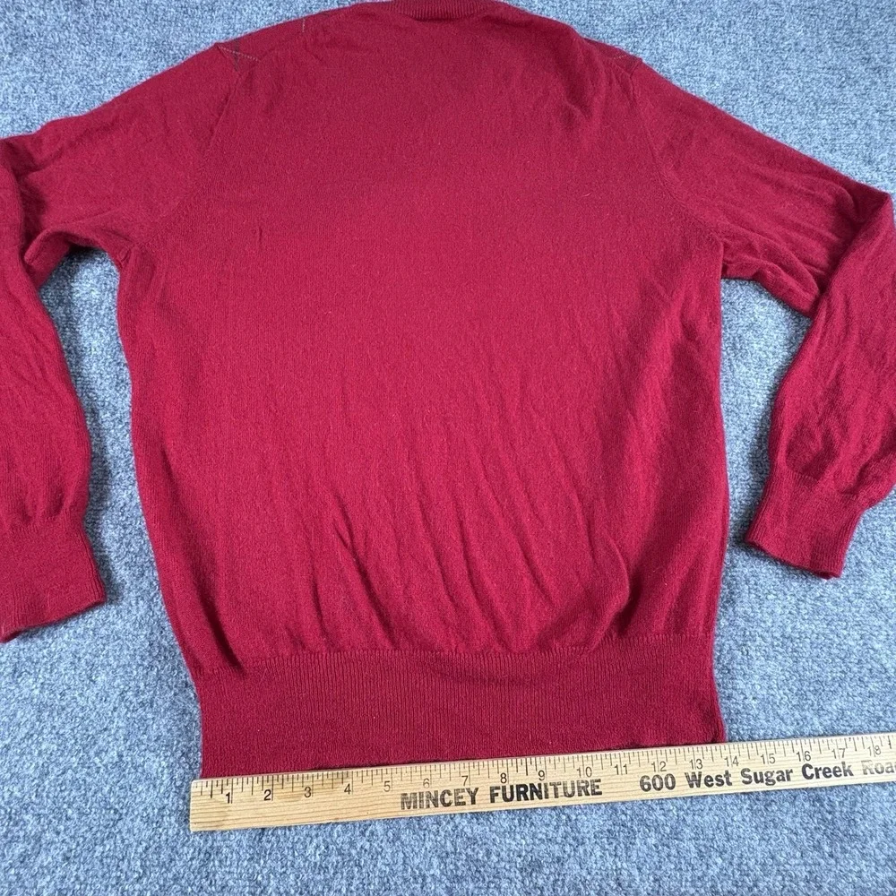 Vintage Y2K Jos A Bank Sweater Men M Red Lambswool Argyle ‎ Preppy Academia Work